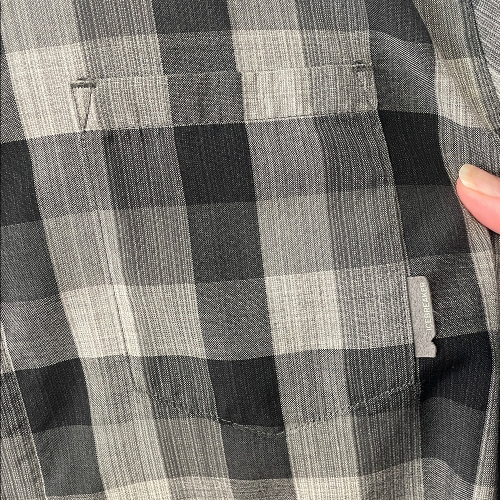 Icebreaker Departure II Merino Long Sleeve Shirt black grey plaid men’s size XL - Picture 4 of 15